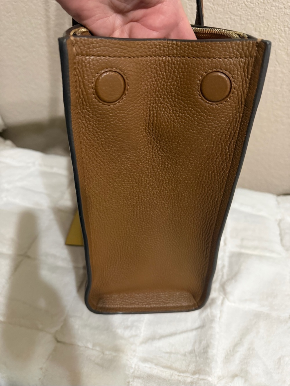 Tory Burch Thea Pebbled Leather Tote with Tassel in Moose Brown - Picture 5 of 15